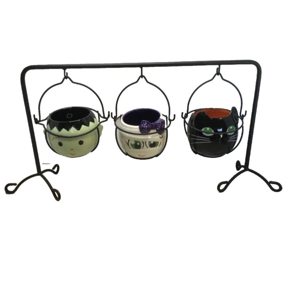 Halloween Bowl Decorations Set 3-Piece Hanging Ramekins with Holder